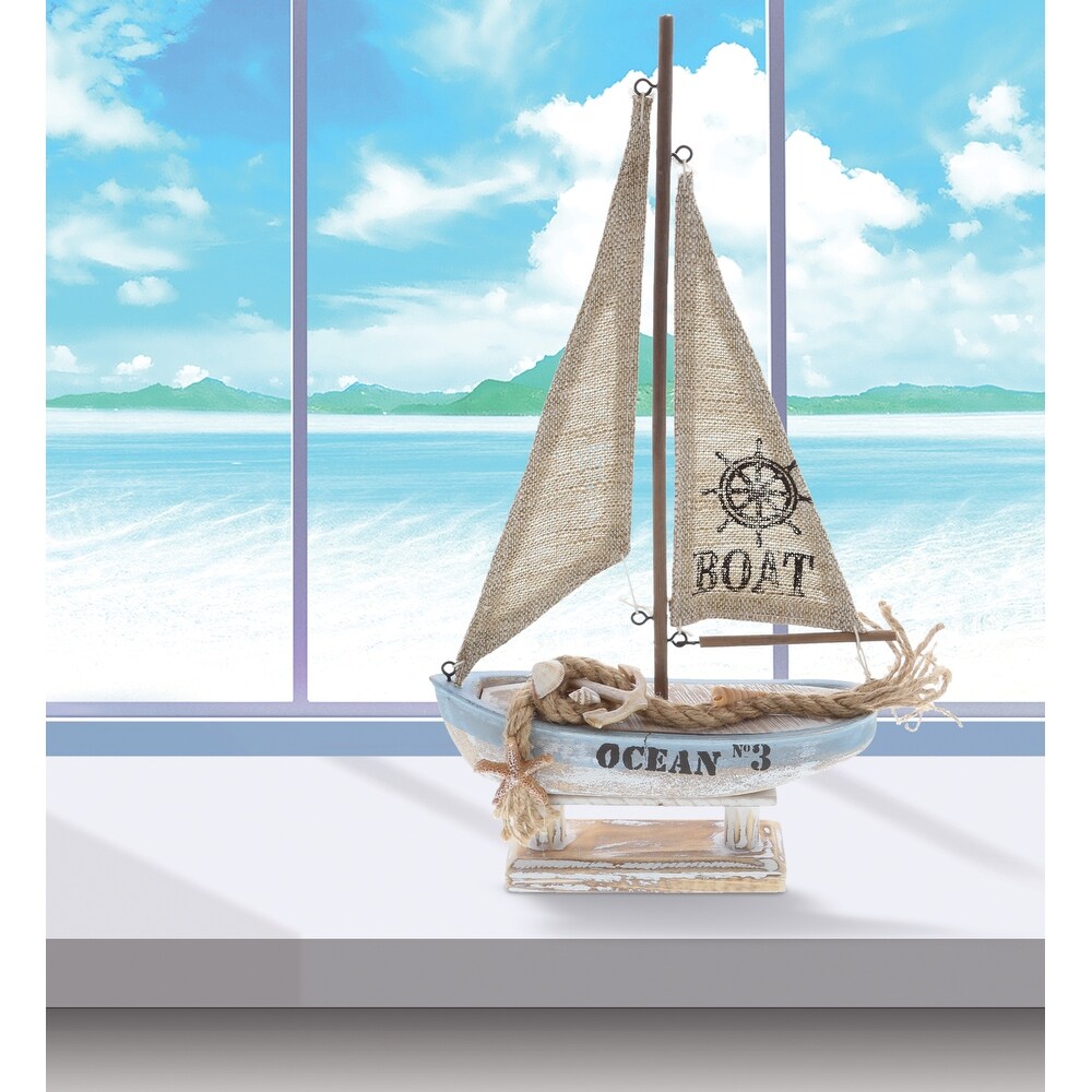 CoTa Global Coastal Horizon Wood Sailboat Model Nautical Decor   7.5\