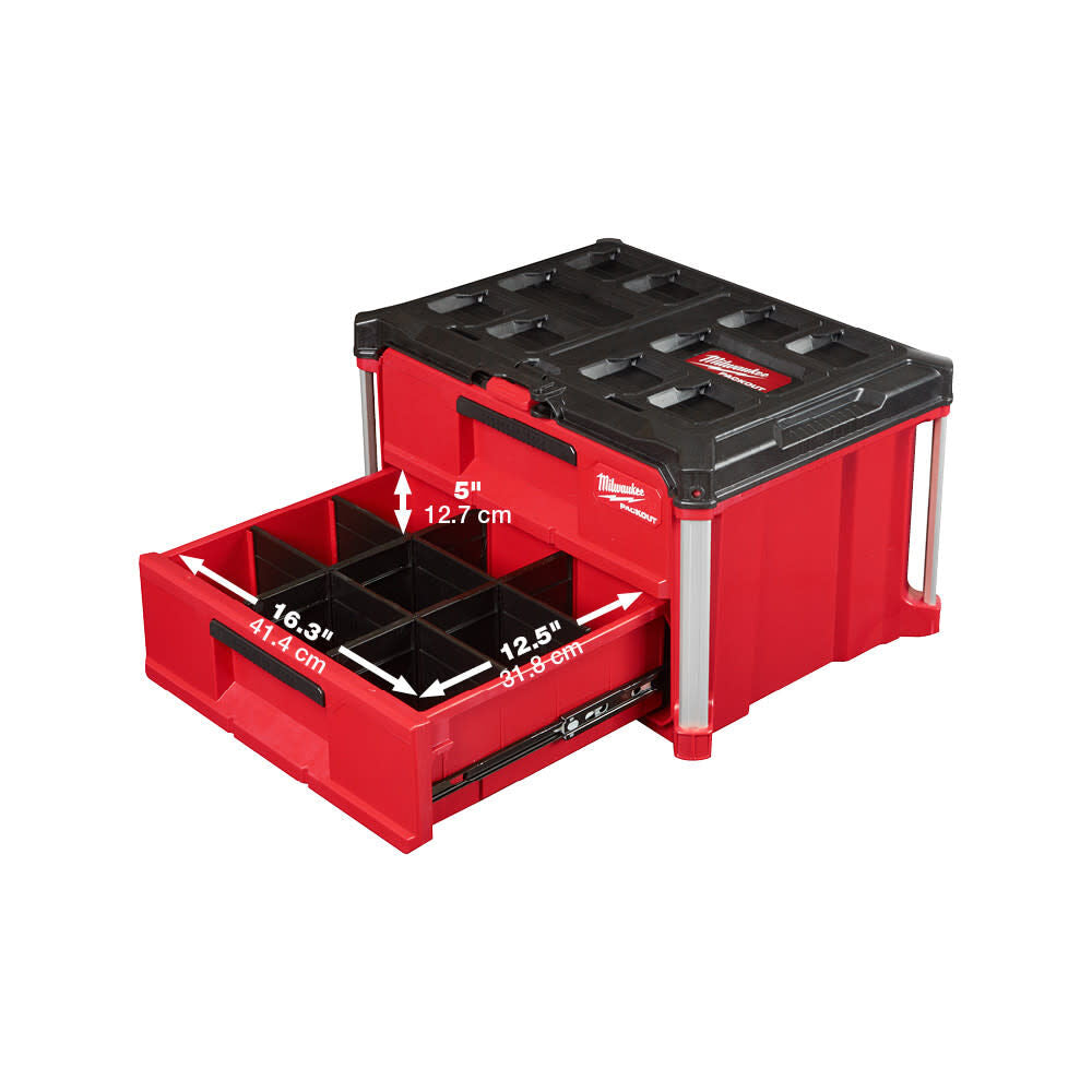 Milwaukee PACKOUT XL Tool Box 2 Drawer Tool Box Dolly Bundle 48-22-8429-8442-8410 from Milwaukee