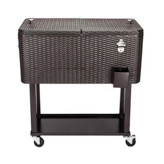 Movisa 80 qt. Outdoor Rolling Party Iron Spray Cooler Cart Ice Bee Chest Patio Warm Shelf Y-MVDOV02A