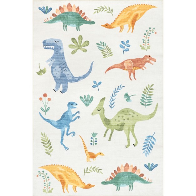 Nuloom Eamon Dinosaur Machine Washable Kids Area Rug