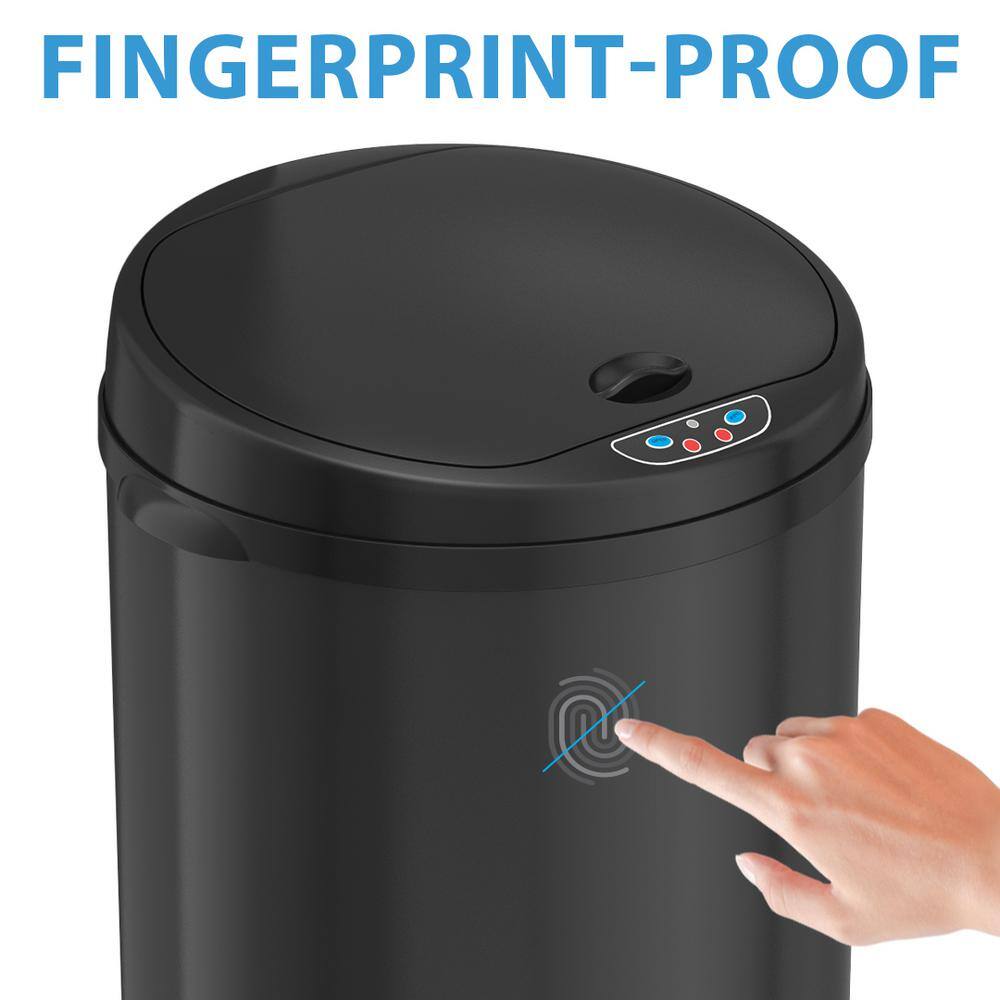 iTouchless 13 Gal. Matte Black Touchless Round Motion Sensing Trash Can with Odor Filter MT13RB