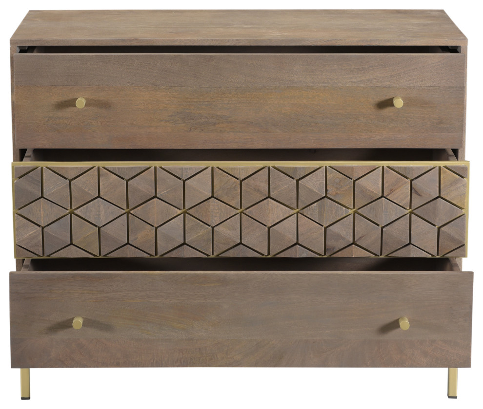 Corolla Three Drawer Chest   Contemporary   Accent Chests And Cabinets   by Moe  x27s Home Collection  Houzz