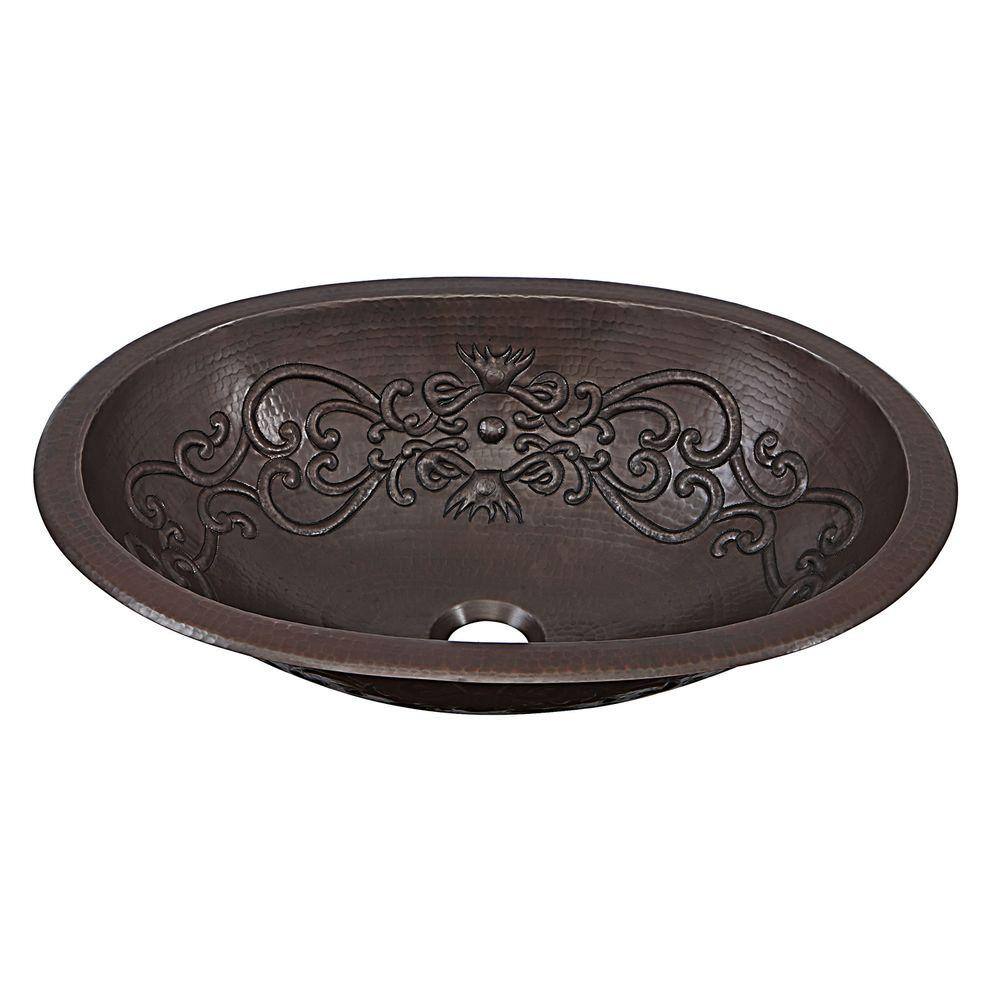 SINKOLOGY Schrodinger 18 Gauge 19 in. Copper Dual Flex Bath Sink in Aged Copper with Scroll SB202-19SC