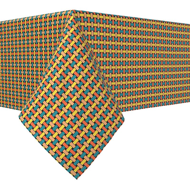 Square Tablecloth， 100% Polyester， 54x54， Colorful Geometric Lattice