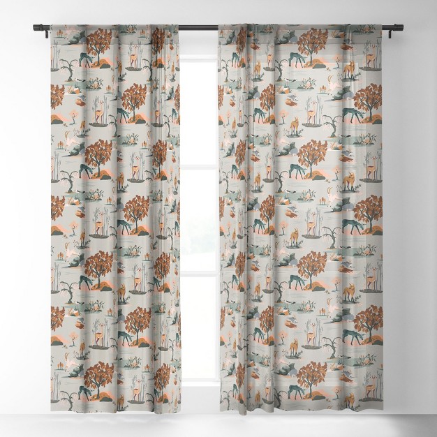 The Whiskey Ginger Cute Playful Animal Pattern I Single Panel Sheer Window Curtain Society6