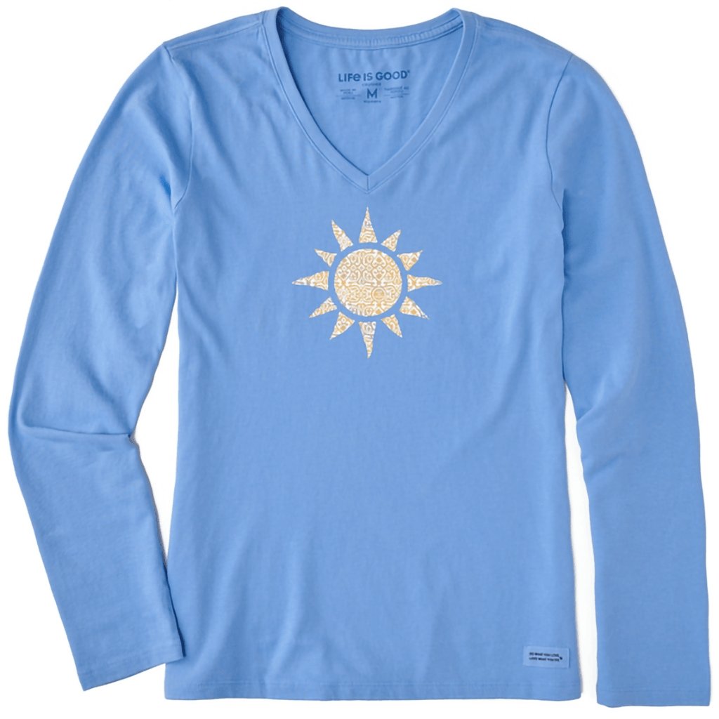 Life Is Good  Women's Ancient Sun Long Sleeve Crusher Vee