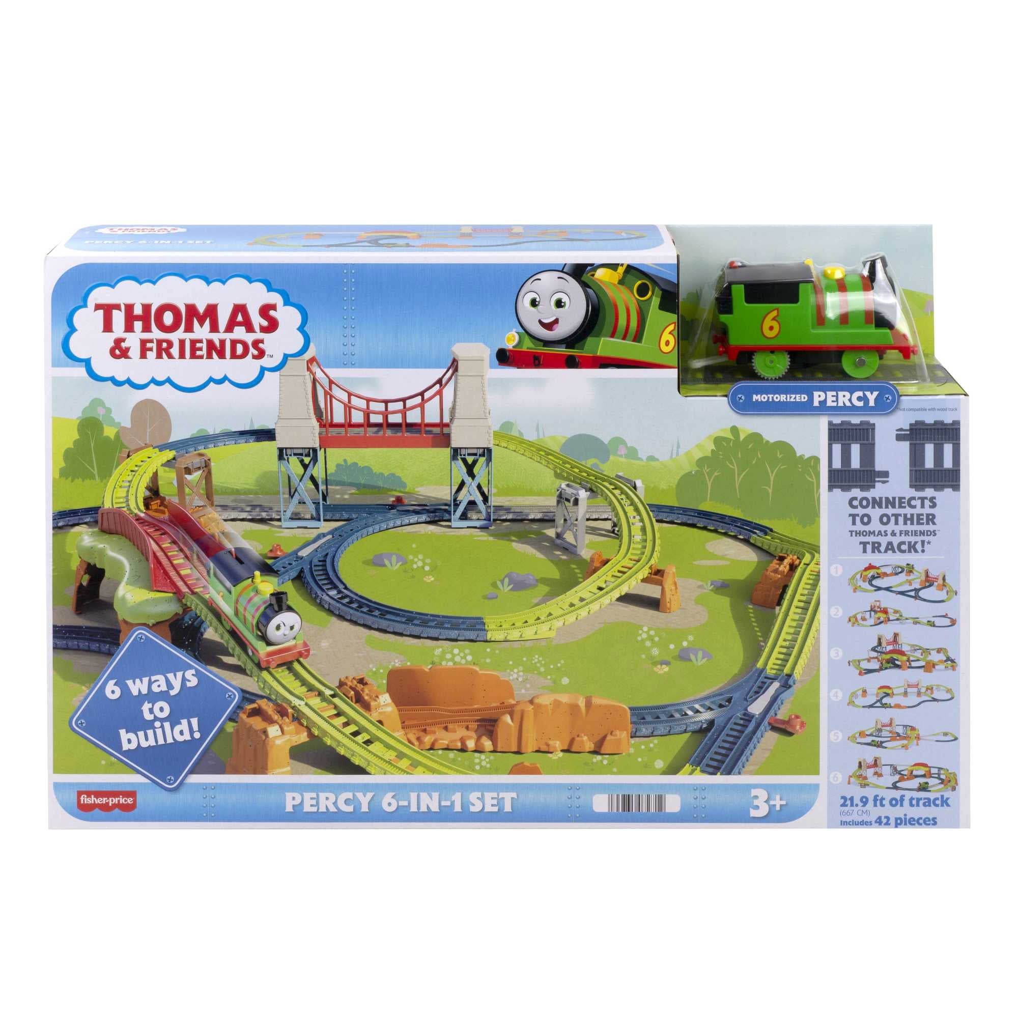 Thomas and Friends Percy 6-in-1 Set with Motorized Percy Engine， Track and Play Pieces