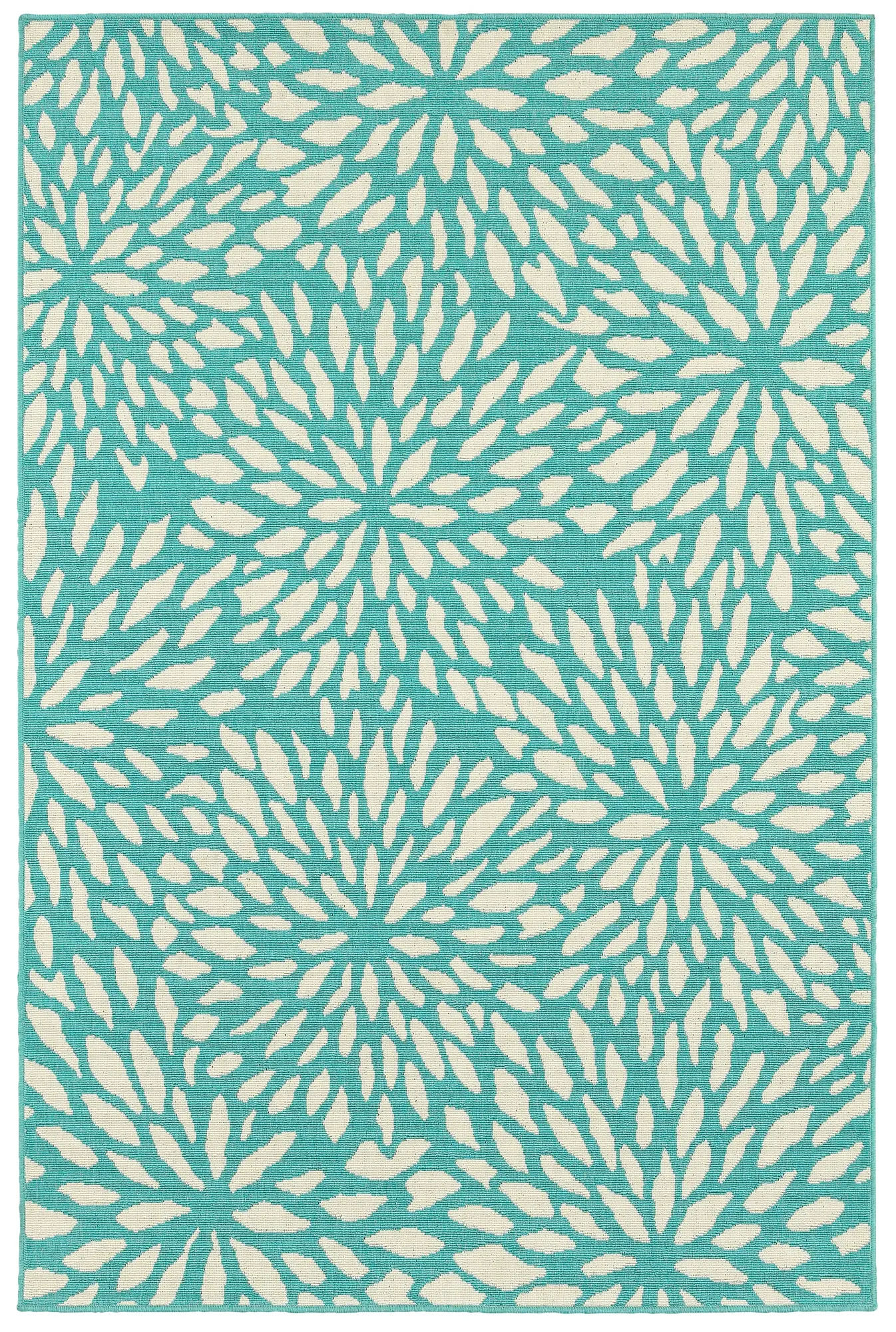 Meridian 5 x 8 Medium Abstract Floral Blue Indoor-Outdoor Rug