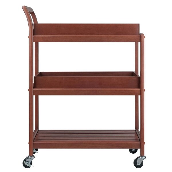 Wood Albert 3-Tier Entertainment Cart， Walnut Finish