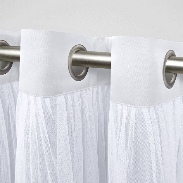 Catarina Layered Window Valance Room Darkening Blackout And Sheer Grommet Top White Exclusive Home