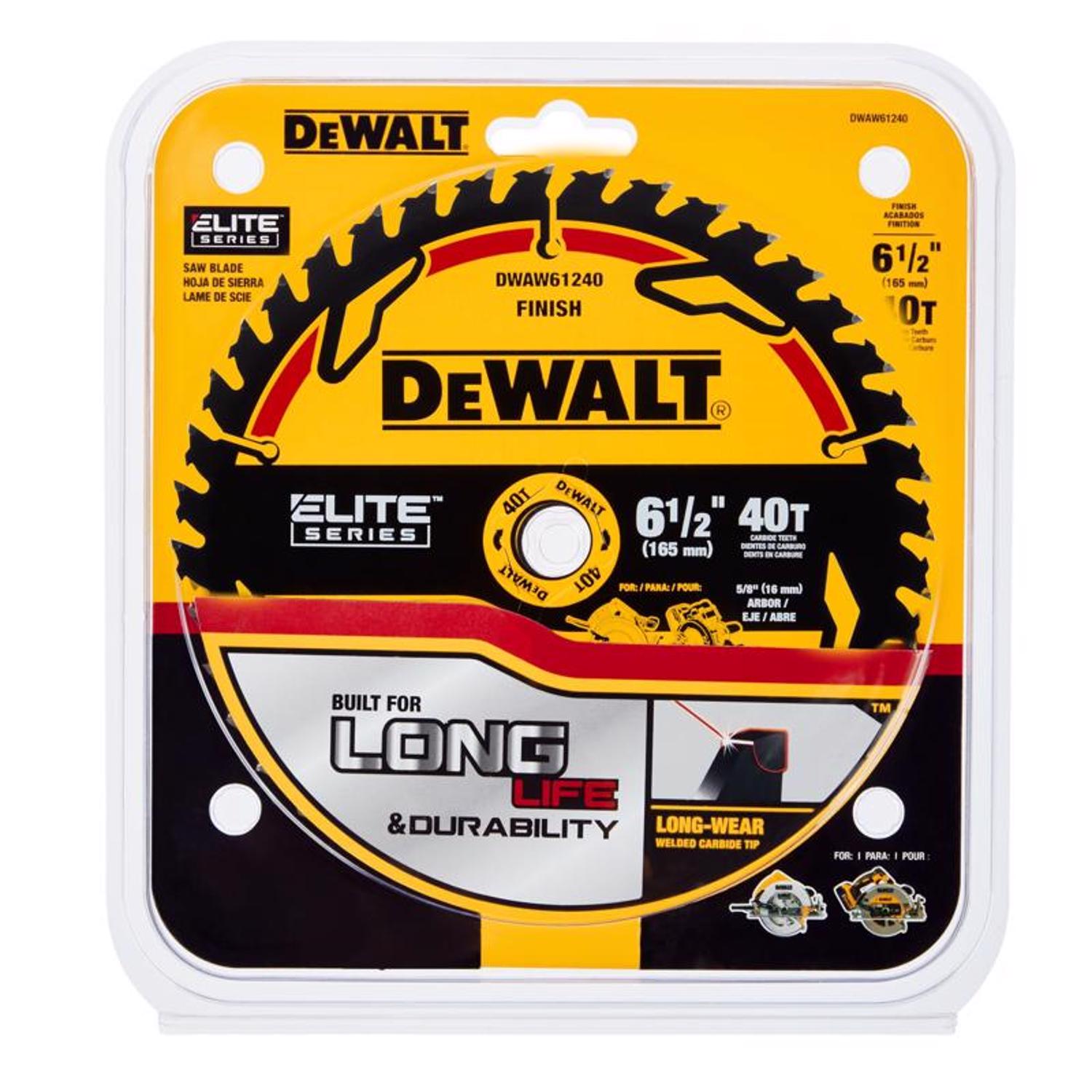 DW Elite Series 6-1/2 in. D X 5/8 in. Carbide Circular Saw Blade 40 teeth 1 pk