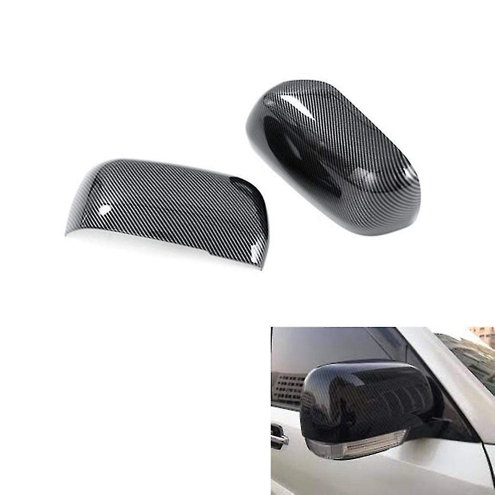 Car Carbon Fiber Rearview Side Glass Mirror Cover Trim Frame Side Mirror Caps For Pajero 2007-2019