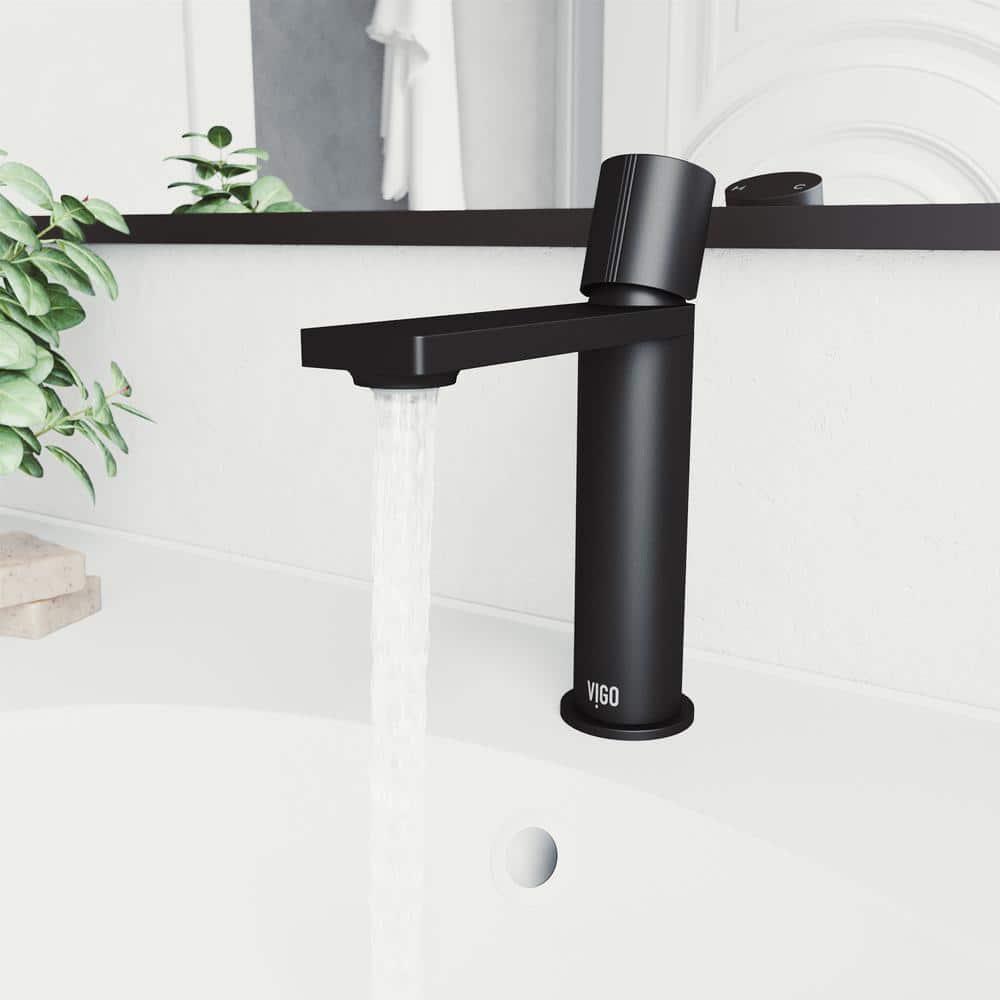 VIGO Halsey Single Handle SingleHole Bathroom Faucet in Matte Black