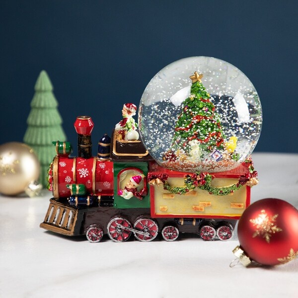 Elf Train Musical Christmas Snow Globe