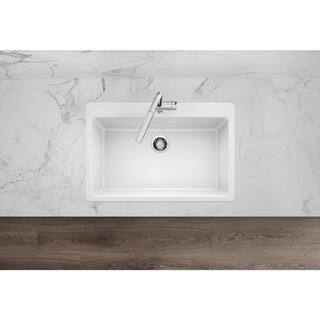 Glacier Bay Drop-inUndermount Granite Composite 33 in. Single Bowl Kitchen Sink in White 442801