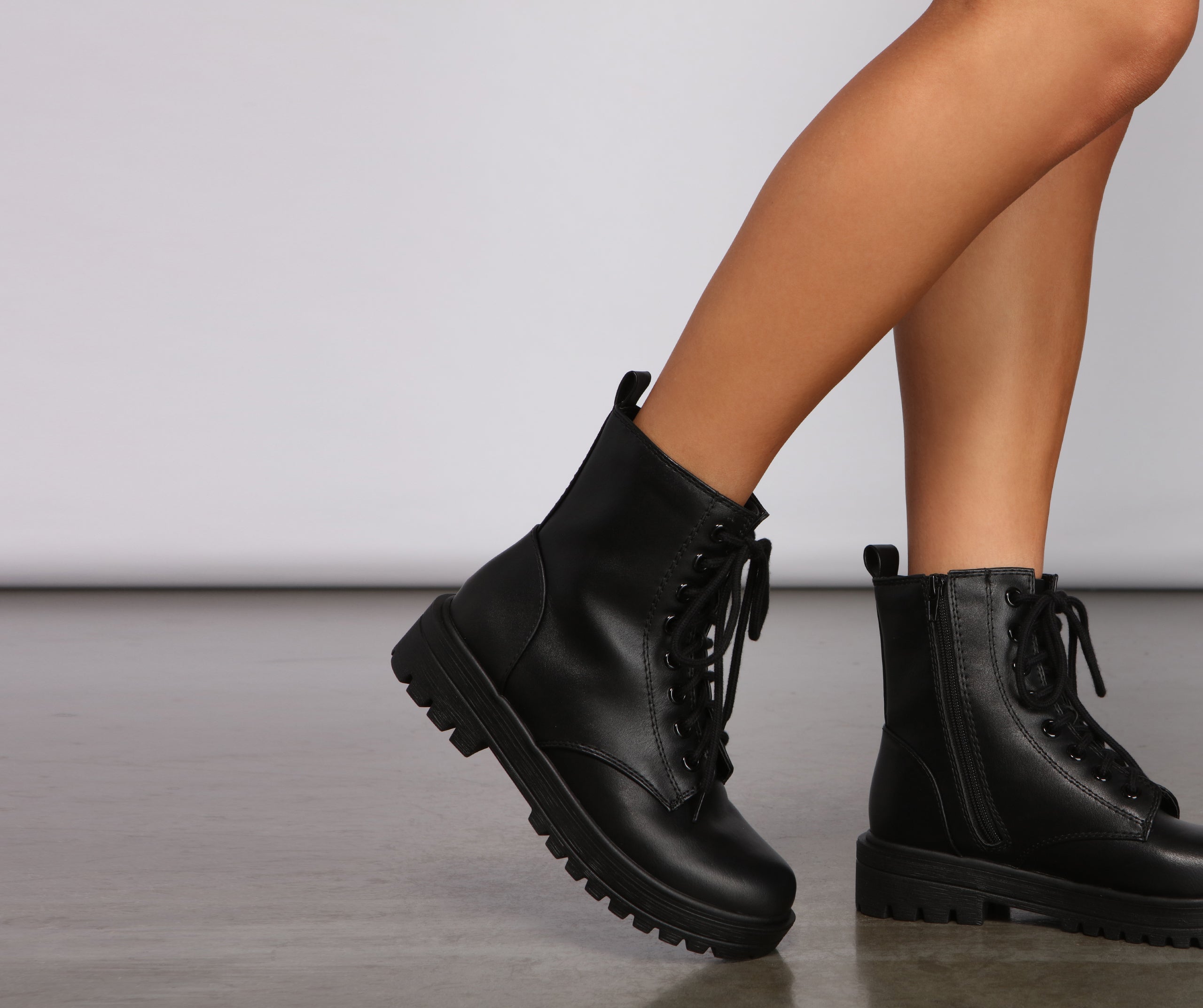 Add Some Edge Faux Leather Combat Booties