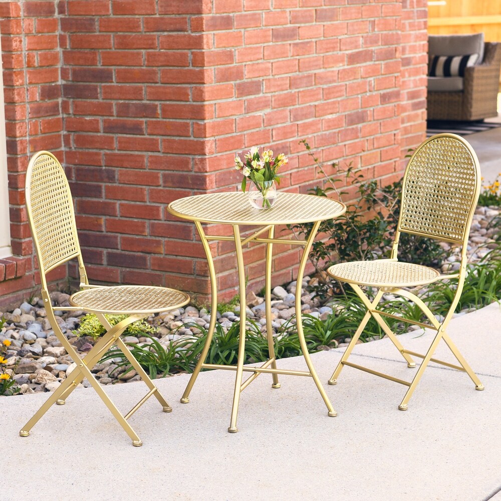 Outdoor Bistro Patio Set with Table and 2 Folding Chairs