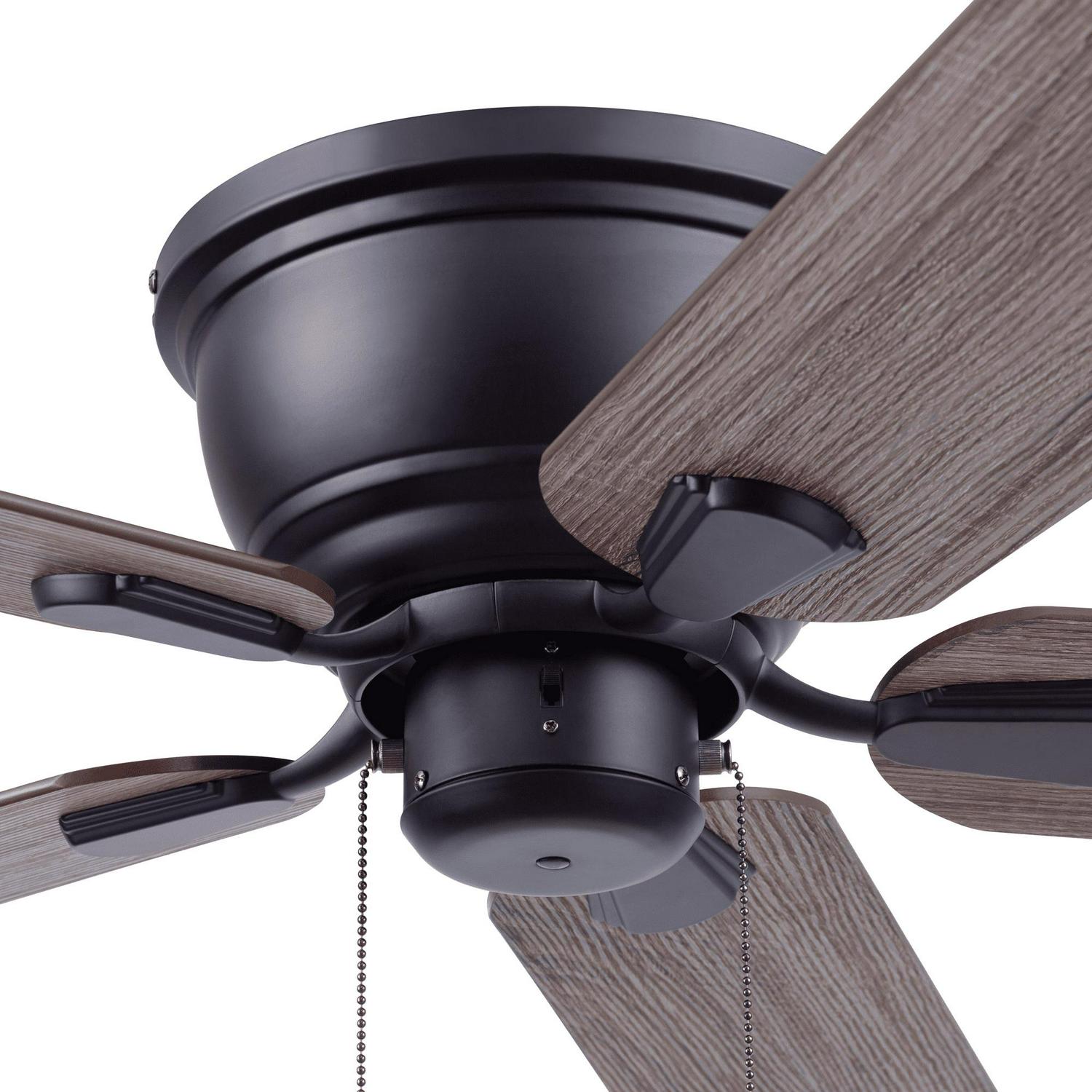 Better Homes and Gardens 52a 5 Blade Matte Black Flush Mount Ceiling Fan with Light and Reverse Airflow