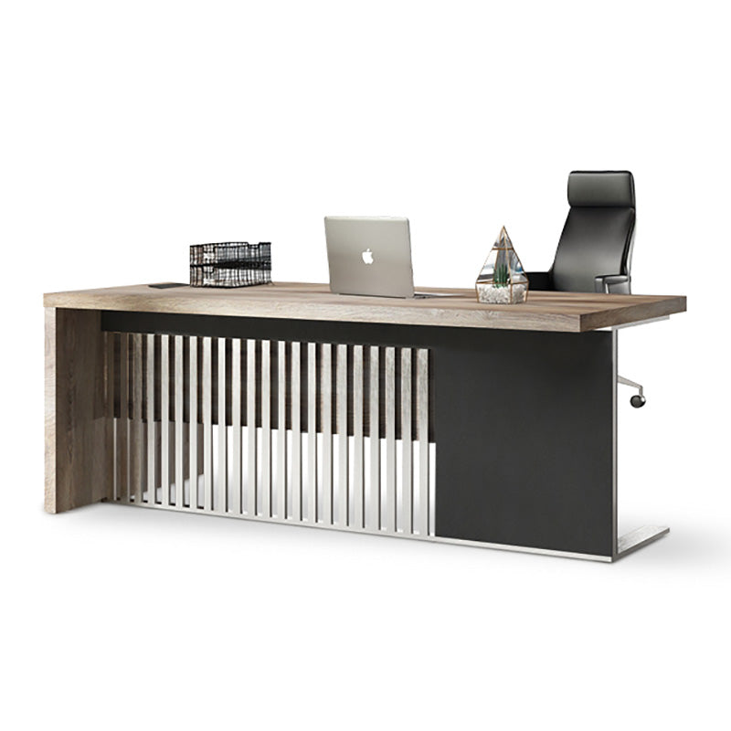 AFTAN Executive Desk with Pedestal & Right Mobile Return 180cm - Warm Oak & Black