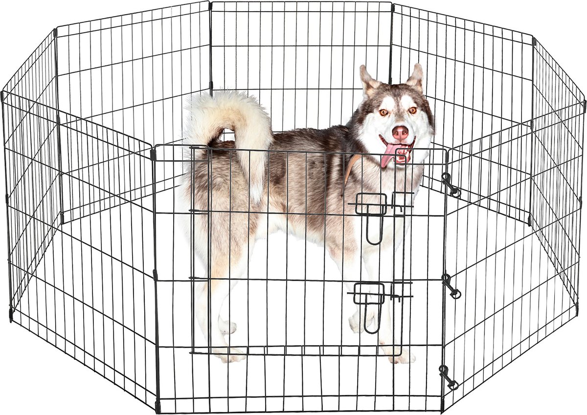 Pet Adobe 8-Panel Folding Metal Dog and Cat Playpen and Door