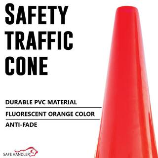 Safe Handler 28 in. Orange PVC Traffic Safety Cone 6-Pack High Visibility BLSH-28CONE-O-6