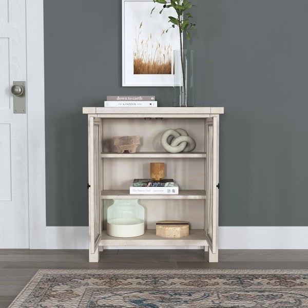 Hillsdale Bayside Wood 2 Door Console Cabinet， Antique White - 33H x 29W x 11.5D