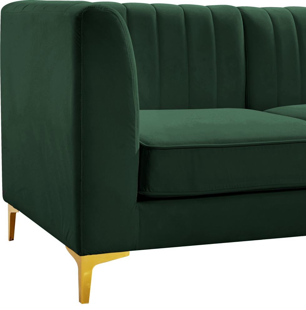 Alina Velvet Modular U Shaped Sectional   Midcentury   Sectional Sofas   by Meridian Furniture  Houzz