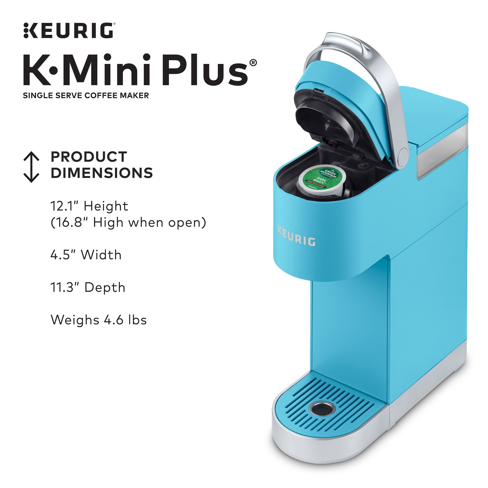 Keurig K-Mini Plus Single Serve K-Cup Pod Coffee Maker， Cool Aqua