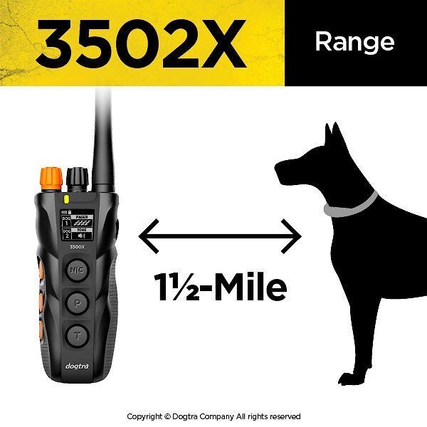 Dogtra 3502X Training e-Collar Waterproof Rechargeable 1.5-mile Range Dog Remote， Black/Orange