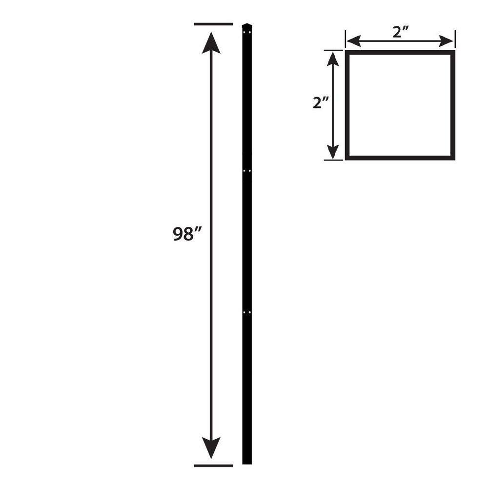 FORGERIGHT 98 in. x 6 ft. H Deco Grid Black Steel Post with Cap 868059