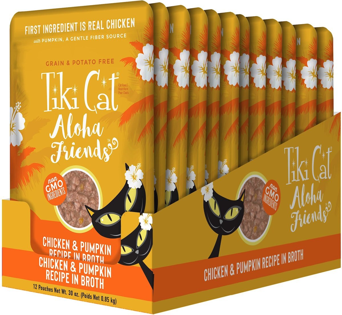 Tiki Cat Aloha Friends Chicken and Pumpkin Recipe in Broth Grain-Free Wet Cat Food， 2.5-oz， case of 12