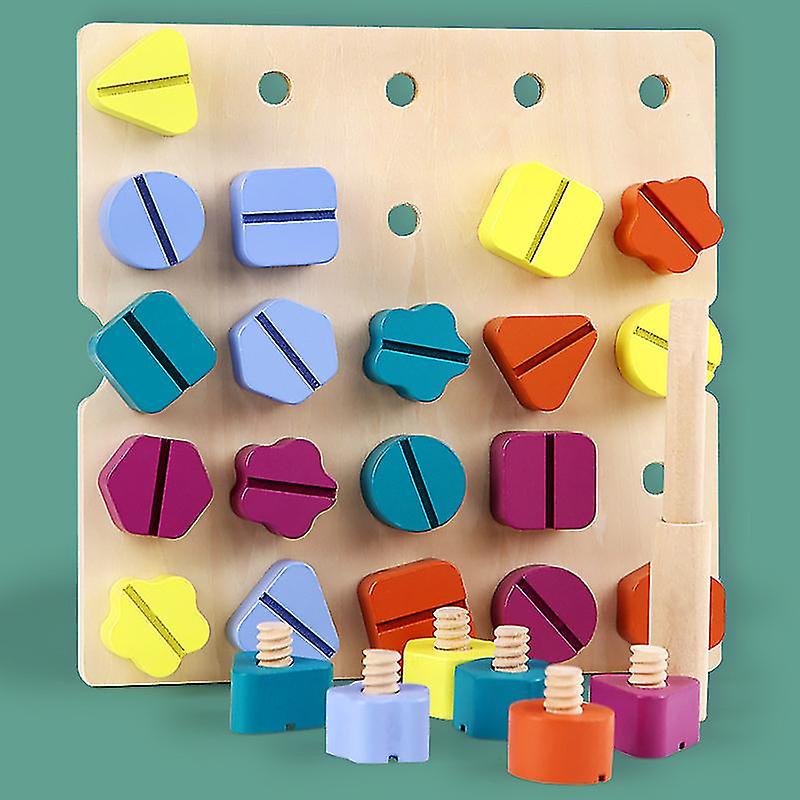 Children's Screw Puzzle Toy Toddler 1-3 Years Old Baby Combination Disassembly Nut Building Blocks Shape Colour Matching