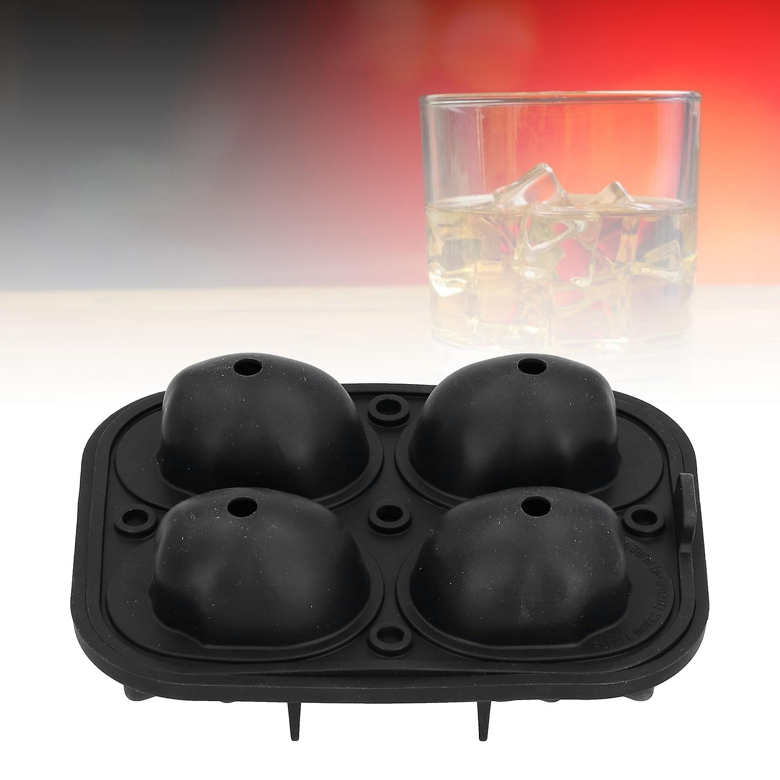 Ice Mold， 4 Grid Skull Shaped  Ice Cube Maker Heat Resistant Ice Ball Making Mold Tray For Chilling Cocktail， Wine， Halloween Decoration