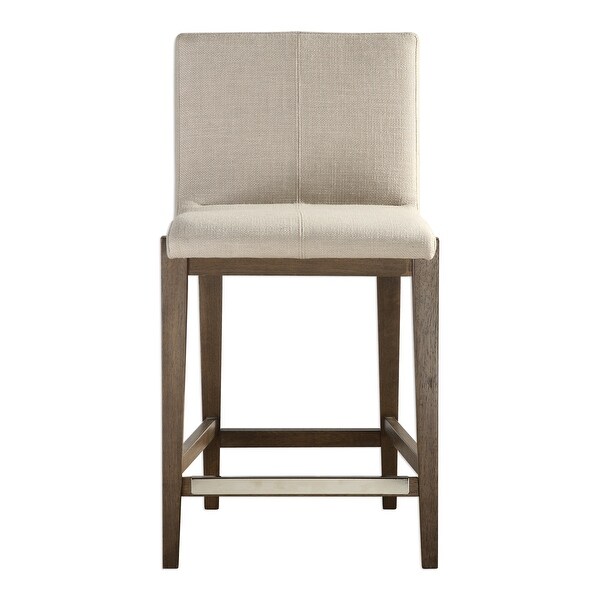 Uttermost Klemens Light Walnut and Neutral Linen Counter Stool