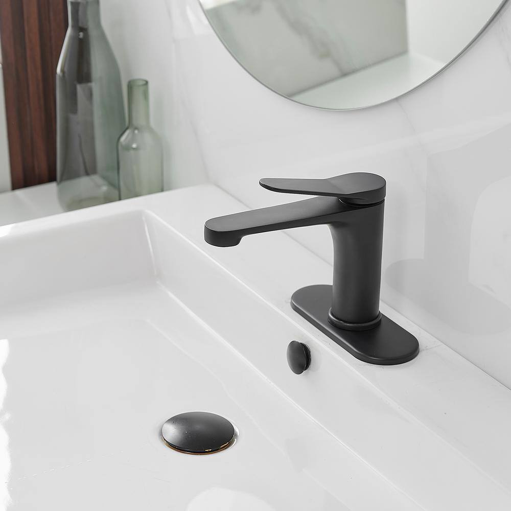 BWE Single Hole Single-Handle Bathroom Faucet in Matte Black A-96033-Black