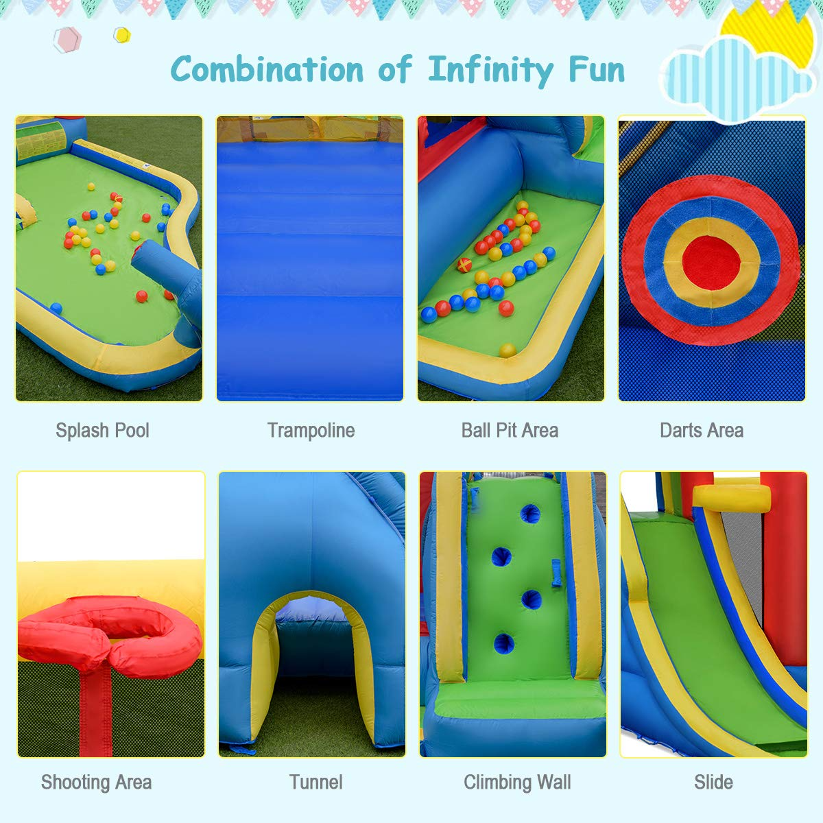 BOUNTECH 19FTx 9FTx 7.5FT Giant Water Park Long Kids Water Slide w/Water Pool