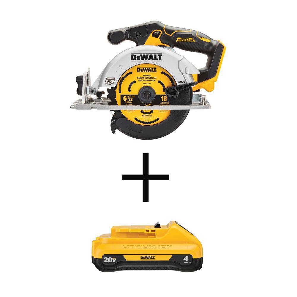 DW 20V MAX Cordless Brushless 6-12 in. Circular Saw with 20V MAX Compact Lithium-Ion 4.0Ah Battery Pack DCS565BWDCB240