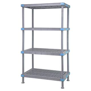 QUANTUM STORAGE SYSTEMS Millenia Gray 4-Tier Rust Proof Vented Plastic Polymer Industrial Shelving Unit (18 in. W x 86 in. H x 42 in. D) QP184286VS-4