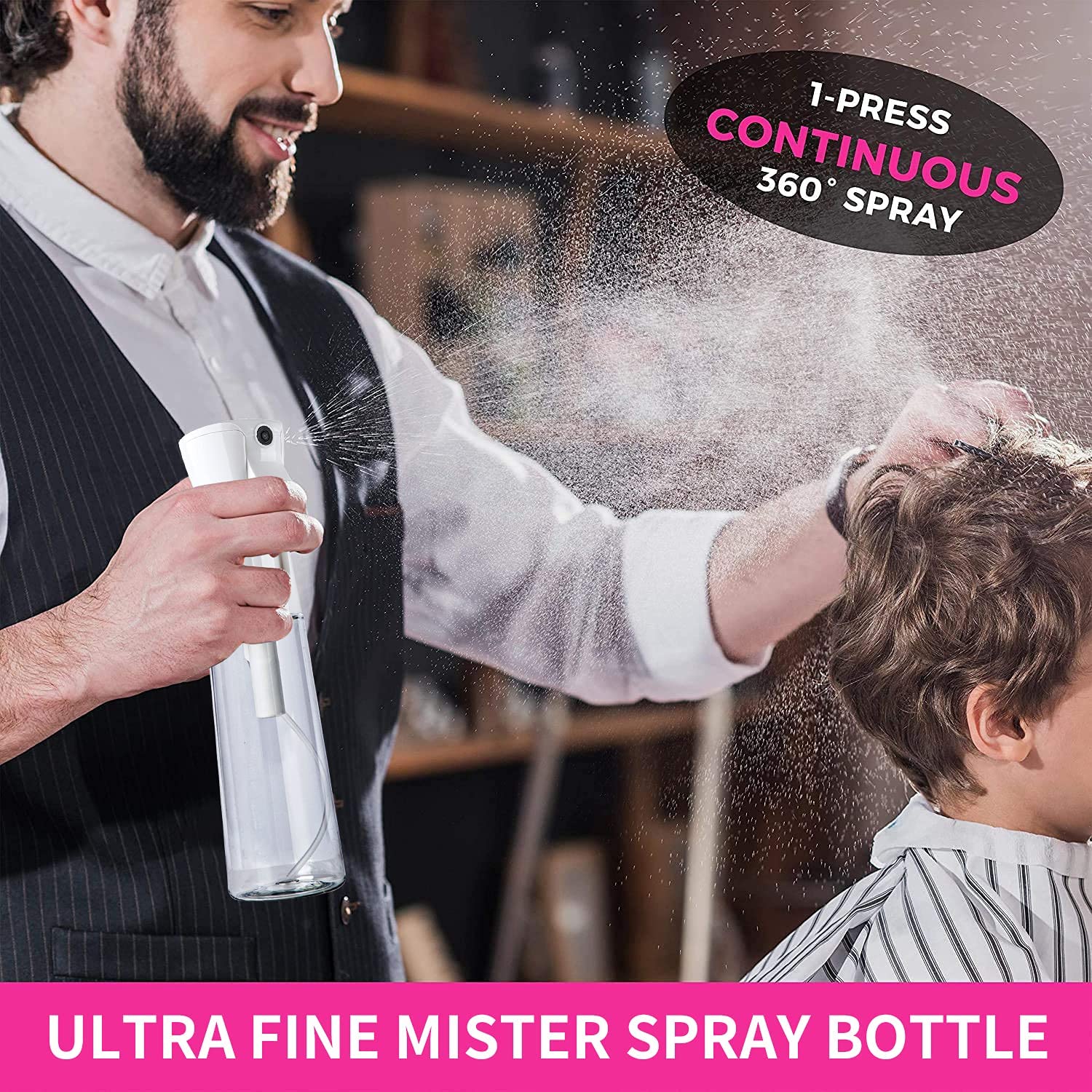 Continuous Hair Plant Mister Spray Bottle Fine Empty Small Mist Spray Bottles Mist Sprayer Water Alcohol Cleaning Spray Mist Bottle for Curly Hair Styling Products，Plants，Barber Accessories-150ml