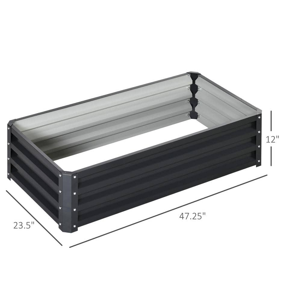 Outsunny Grey Galvanized Steel Raised Garden Bed Box with Weatherized Steel Frame 845-039V01GY