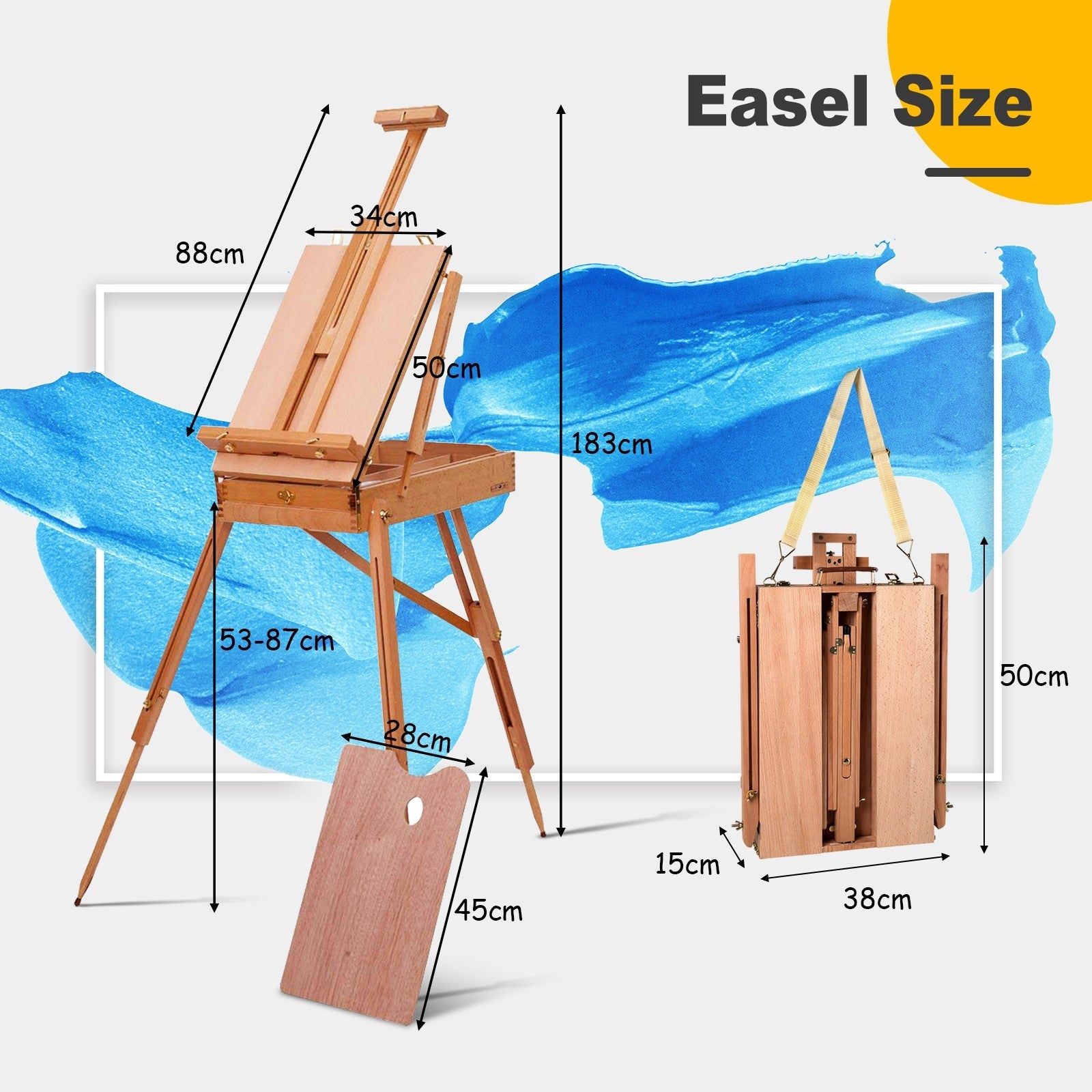 Costzon Wooden French Easel, Portable Folding Art Easel with Sketch Box