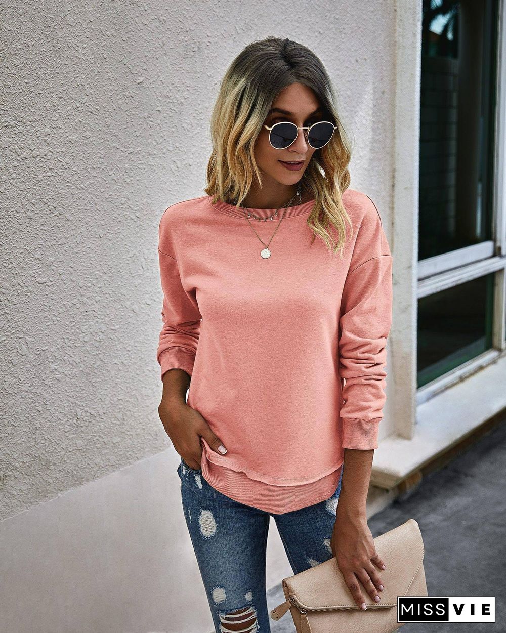 New Autumn Winter Woman Sweatshirt Without Hat Aesthetic Clothes Long Sleeve Streetwear Color Cute Tops Fall Women Clothing