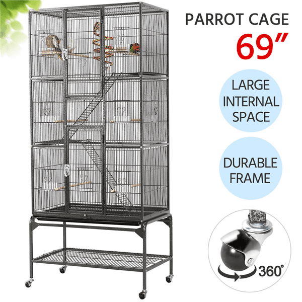 Extra Large Metal Rolling Pet or Bird Cage with Detachable Stand