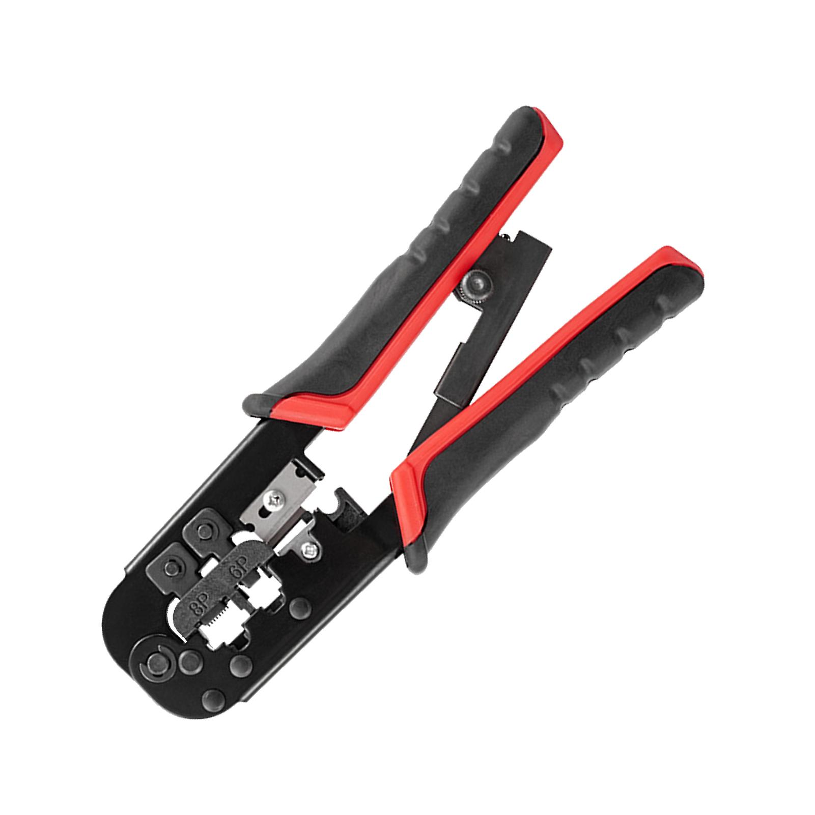 Ratcheting Crimping Tool 3 In 1 Multifunction Wire Crimpers Stripper Cutter， 8p 6p Network Line Telephone Wire Crimping Cable Stripping Cutting Electr