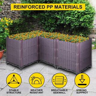 VEVOR Plastic Raised Garden Bed 20.5 in. H Flower Box Kit Raised Planter Set of 4 Raised Planter Boxes for Outdoor ZFXSLG52CMHVFYR1LV0