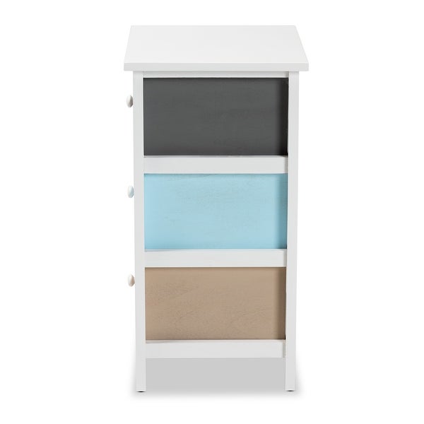 Baxton Studio Kalila Modern and Contemporary White and Multi-Colored Finished Wood 3-Drawer End Table - - 34847533