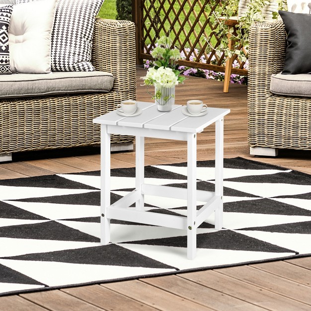 Outdoor Square Side End Table Wooden Coffee Table Suitable For Garden Patio Balcony White gray black