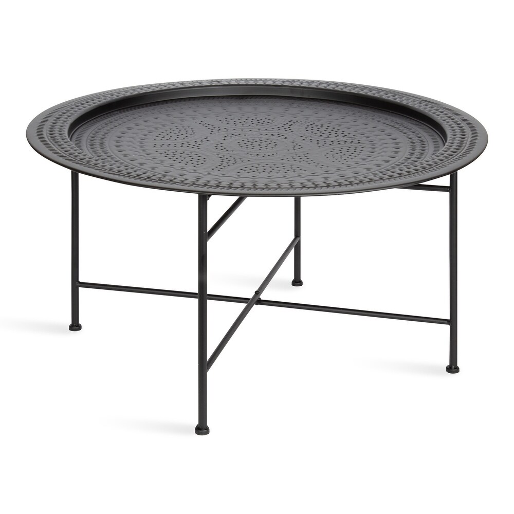 Kate and Laurel Razza Round Metal Coffee Table   28x28x15