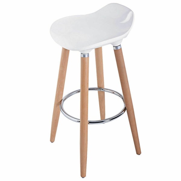 Set of 2 ABS Bar Stool with Wooden Legs - 15.5