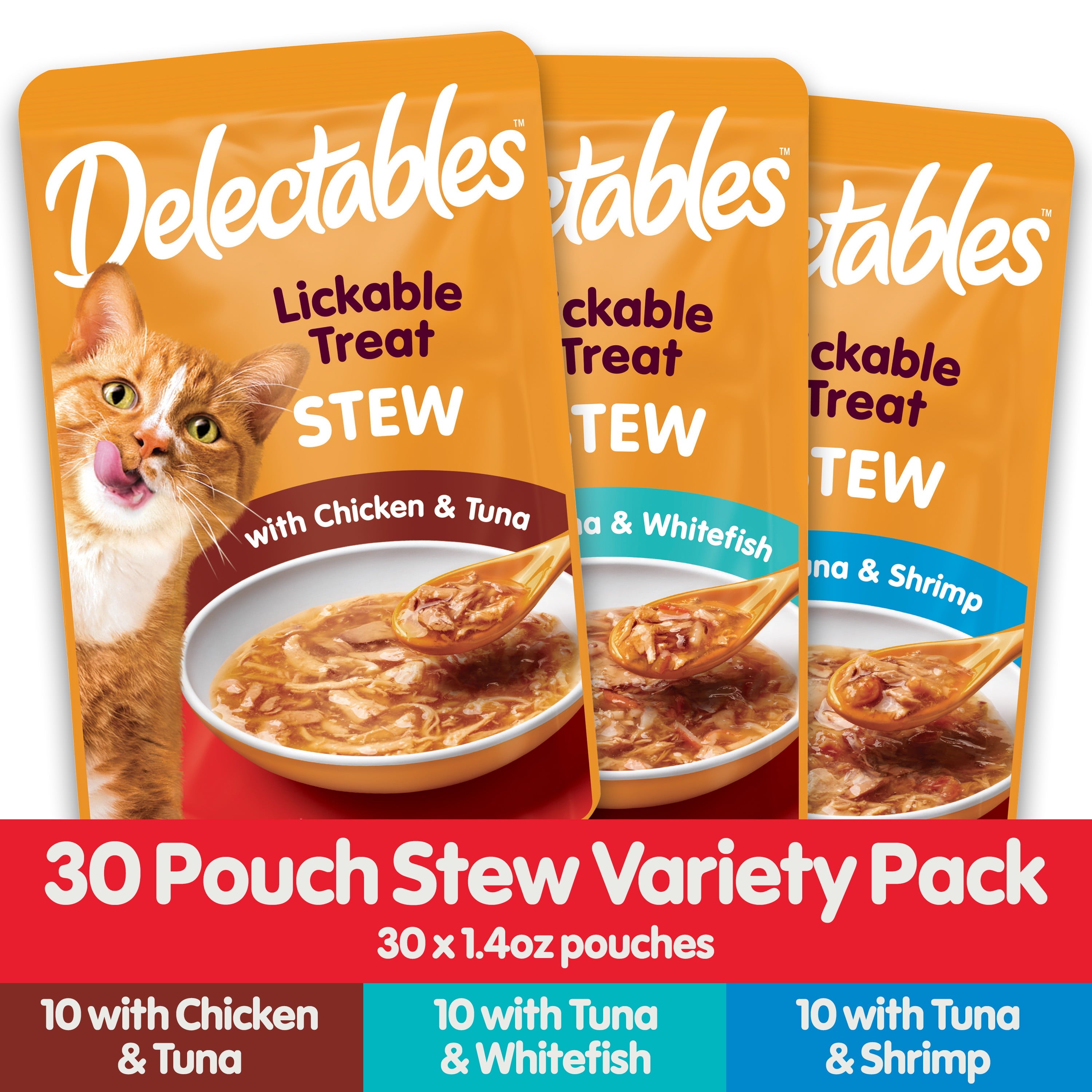 Hartz Delectables Stew Lickable Wet Cat Treats Variety Pack, 30 Count